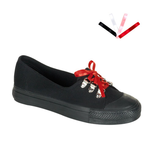 CLEARANCE TROUBLE-17 *D-Ring corset laceup Blk Canvas Sneaker BLK CANVAS