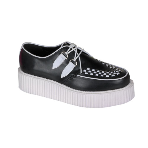 CLEARANCE V-CREEPER-502UV *2" P/F UV React Veggie Pu Creeper Shoes UV Wht/ Blk Pu