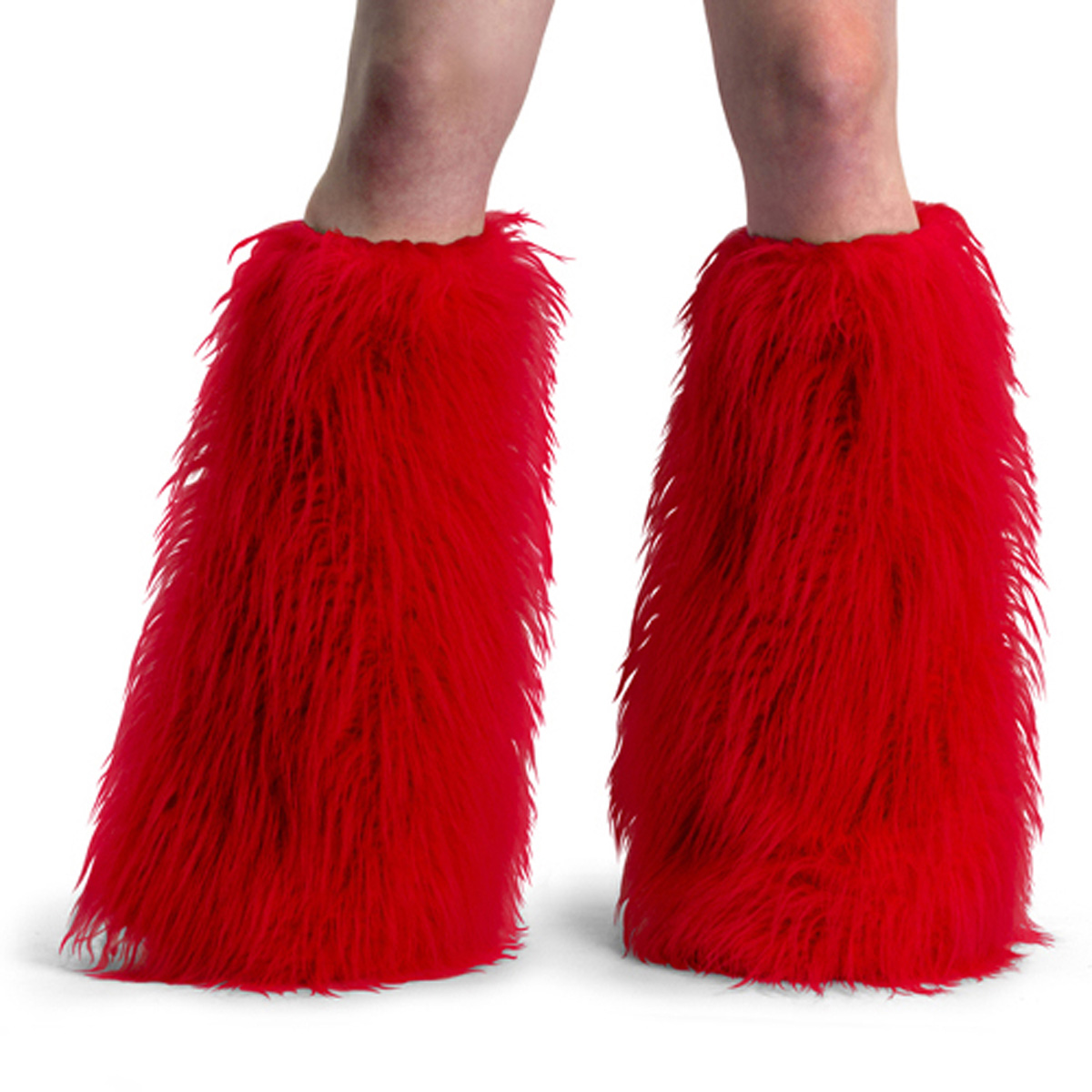 ACCESSORIES YETI-01 Red Faux Fur Boot Sleeve/Red Faux Fur