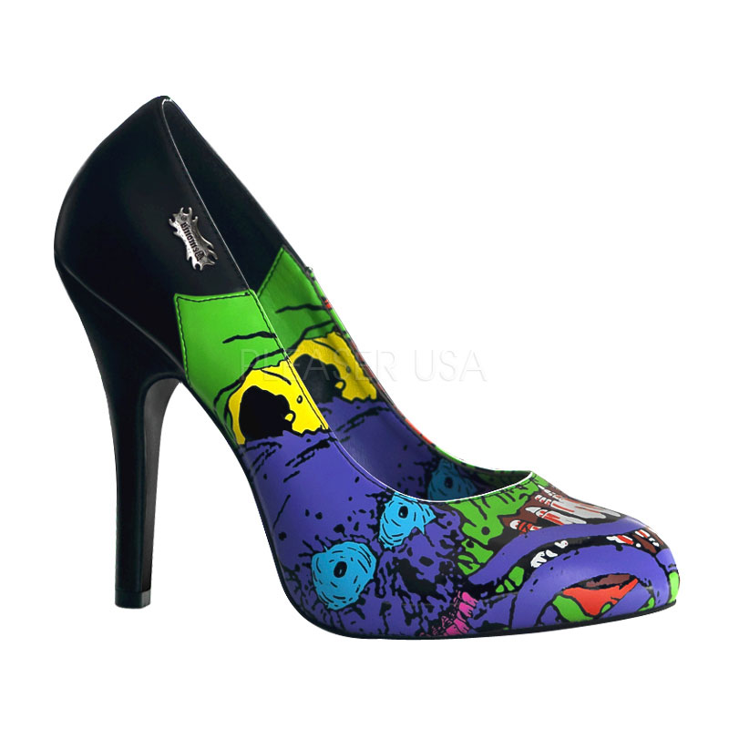 DEMONIA ZOMBIE-03 4 1/2" Pump W/ Demonia Reaper Print Blk Pu