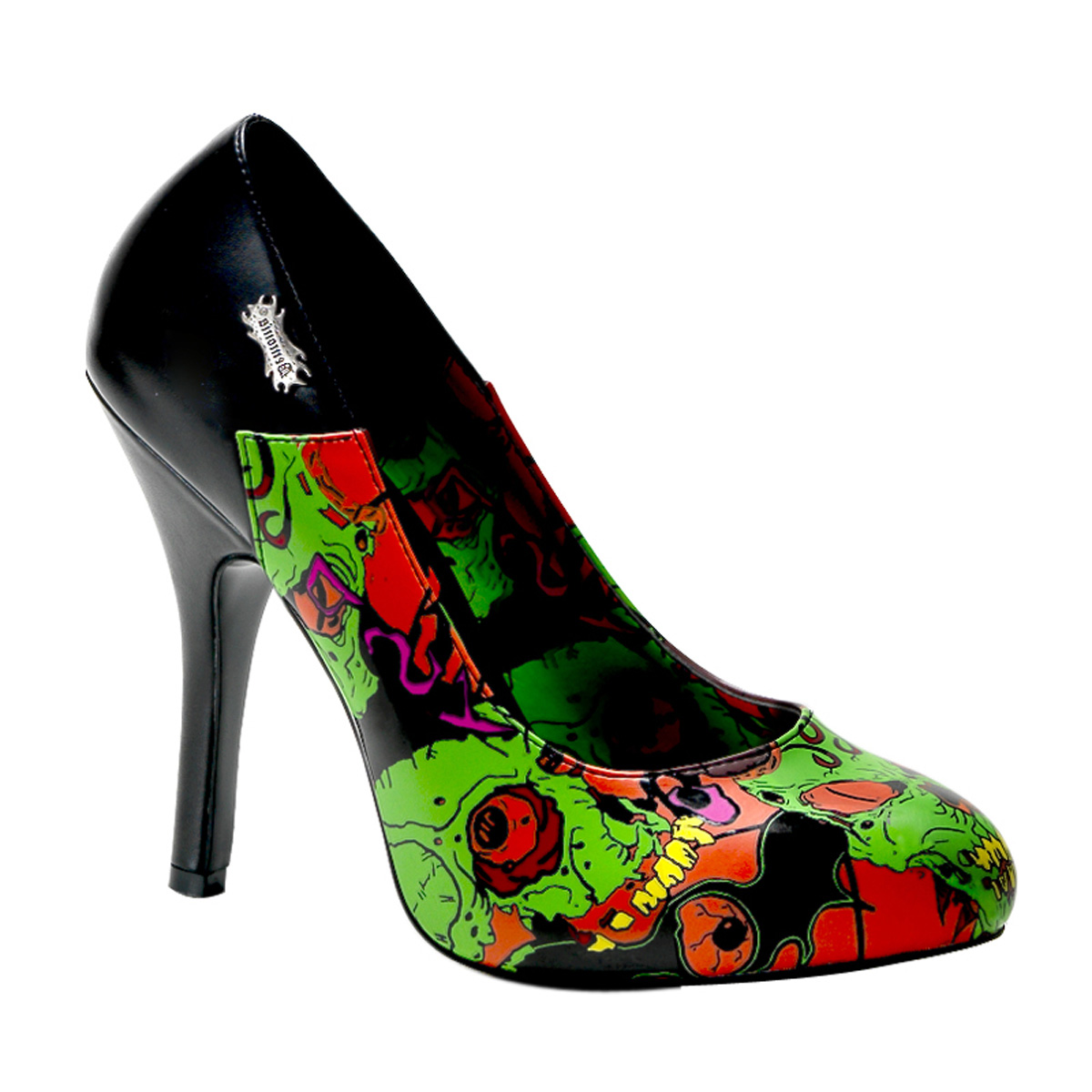 DEMONIA ZOMBIE-04 4 1/2" Pump W/ Demonia Full Moon Print Blk Pu
