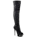 BLONDIE-R-3011 Glitter & paljetter Lårhöga stövlar Peep-toe Vegan