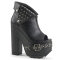 CRAMPS-103 Bred klack Peep-toe Skolett