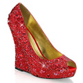 ISABELLE-18 Glitter & paljetter Jul & högtider Kilklack Peep-toe Vegan