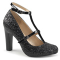 QUEEN-01 Bred klack Glitter & paljetter Mary Jane Pumps Vegan