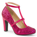 QUEEN-01 Bred klack Glitter & paljetter Mary Jane Pumps Vegan